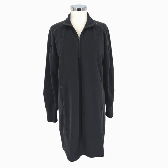 Lululemon Black Softstreme Long-Sleeve Half Zip Dress Size 10 - Picture 1 of 16